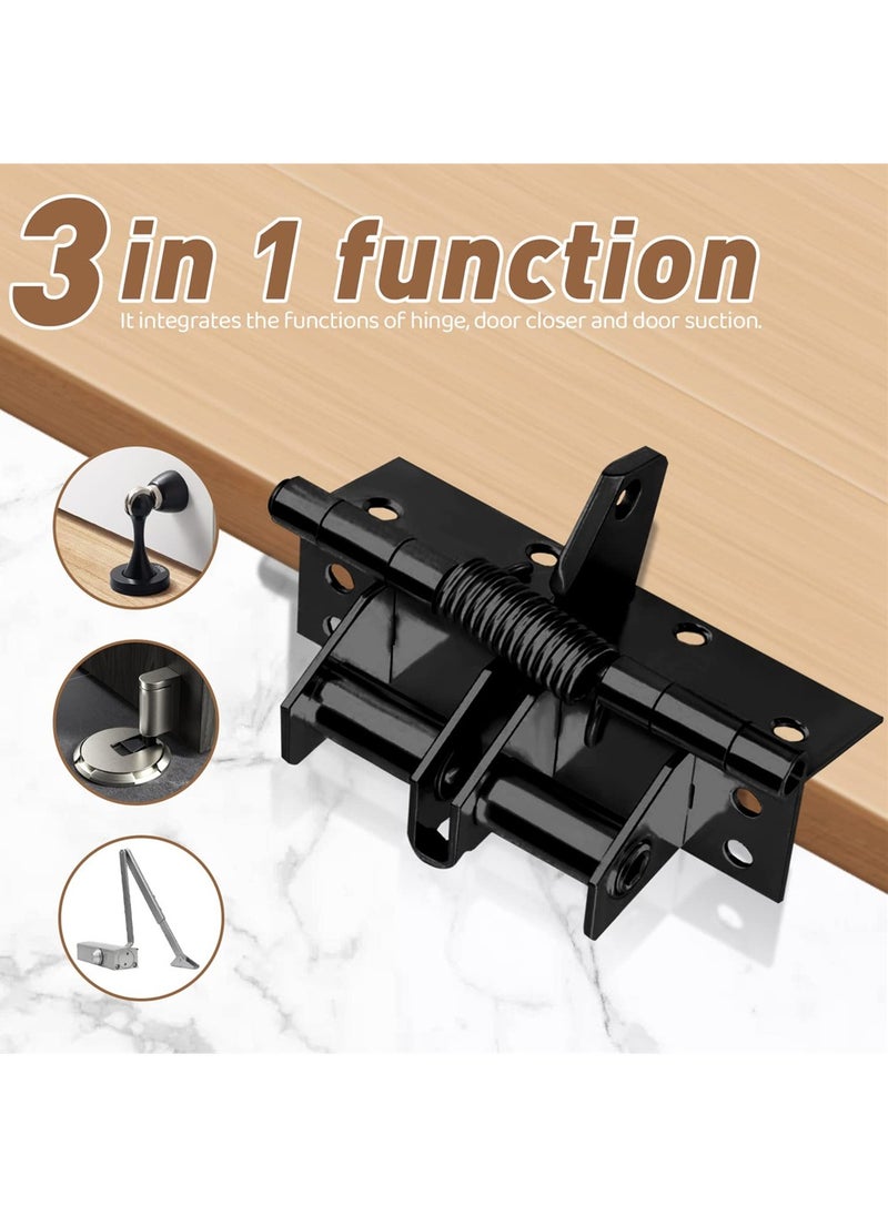 KASTWAVE - Self-Closing Door Hinges, 2PCS 4 Inch Automatic Self Closing Soft Close Hinges, Iron Fireproof Inner Door Hinge, Heavy Duty Adjustable Tension Spring Hinges with Screw, for Residential - Image 1