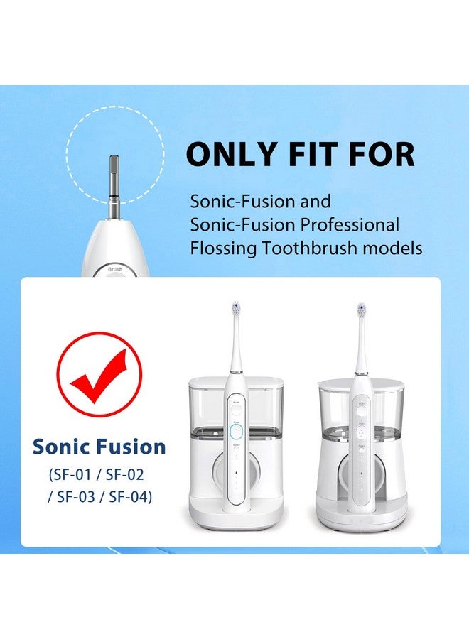 ZoCCee Replacement Brush Heads For Waterpick Sonic Fusion 2.0 Flossing Toothbrush With Cover, Compact, 3 Count Black, Hard Bristles  - Image 2