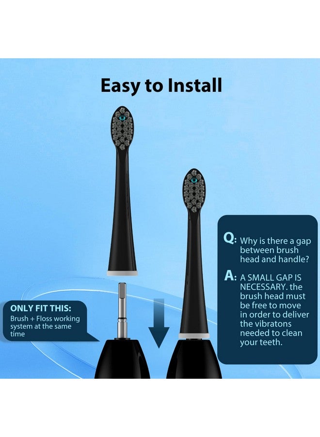 ZoCCee Replacement Brush Heads For Waterpick Sonic Fusion 2.0 Flossing Toothbrush With Cover, Compact, 3 Count Black, Hard Bristles  - Image 5