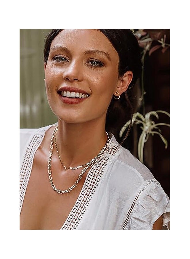 Mevecco أقراط هوبي هوجي للنساء من ميفيكو، أقراط أذن ذهبية، كوف 14 قيراط، صغيرة، بوهيمية، شاطئية، بسيطة، دقيقة، مصنوعة يدويًا، مجوهرات مضادة للحساسية، هدية - Image 2