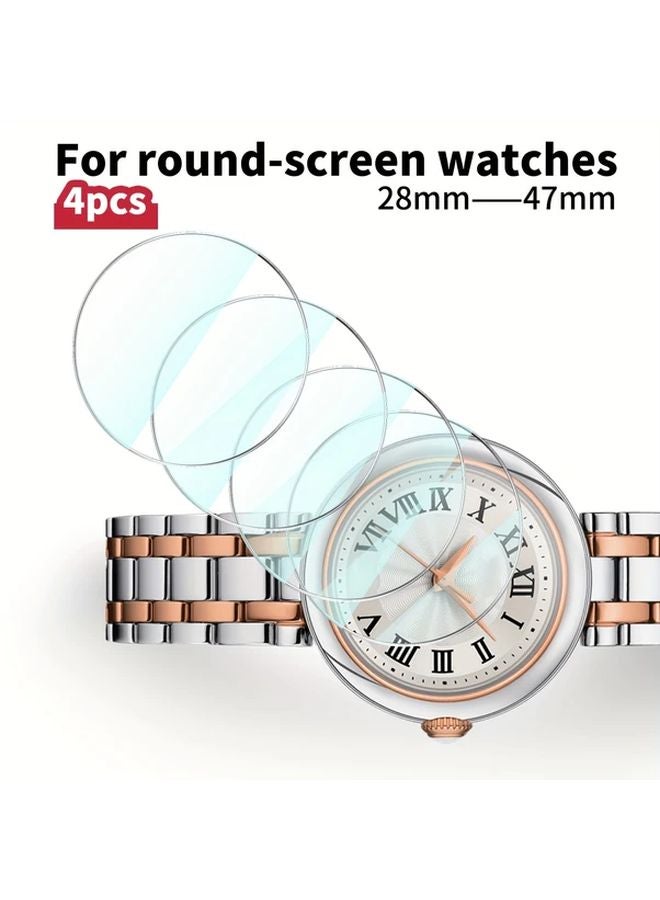 4 Pieces 40mm Round HD Anti Scratch Tempered Glass Screen Protector For Watches - Image 1