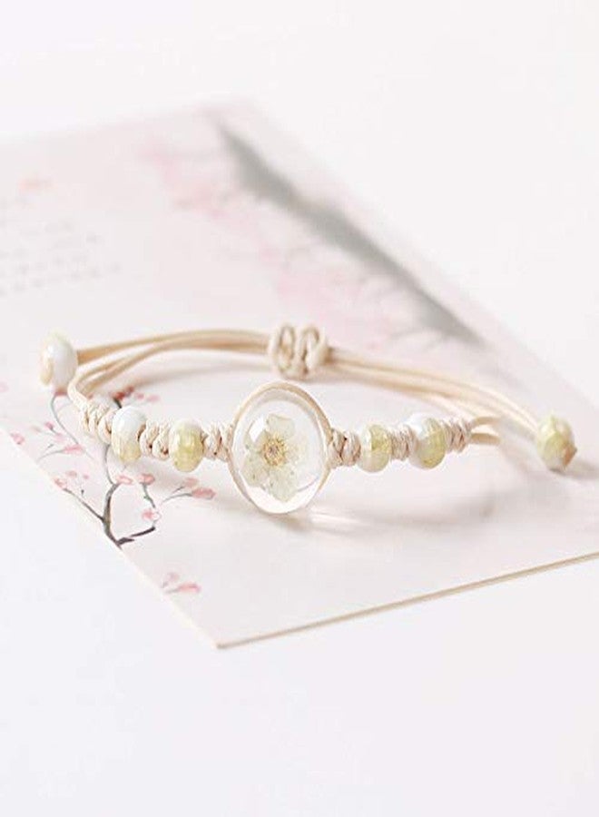 JOYID 4pcs Sweet Daisy Dandelion Flower Bracelet Ceramic Beads Hand-weave Adjustable Bracelet for Women - Image 2