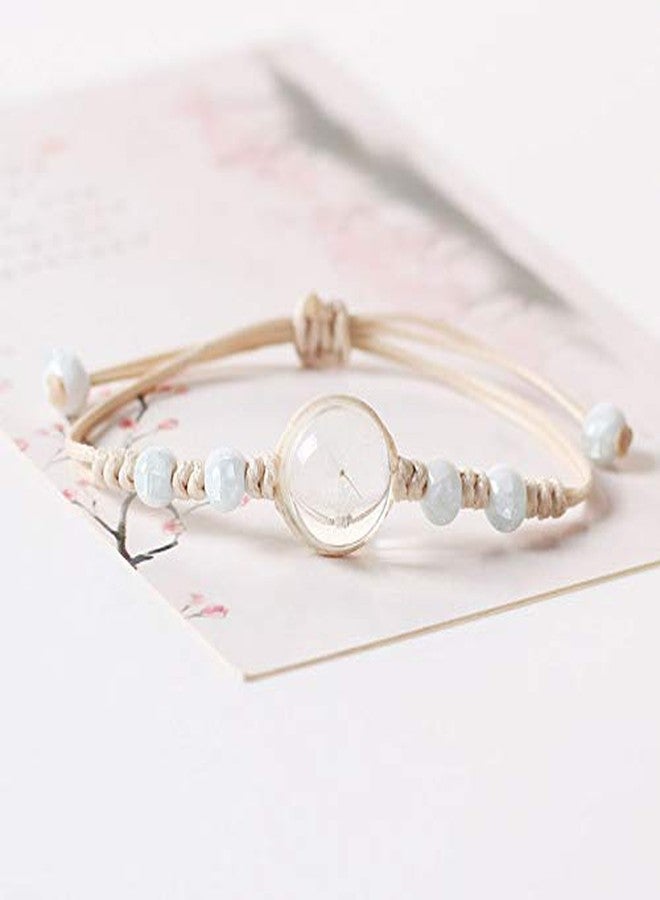 JOYID 4pcs Sweet Daisy Dandelion Flower Bracelet Ceramic Beads Hand-weave Adjustable Bracelet for Women - Image 3