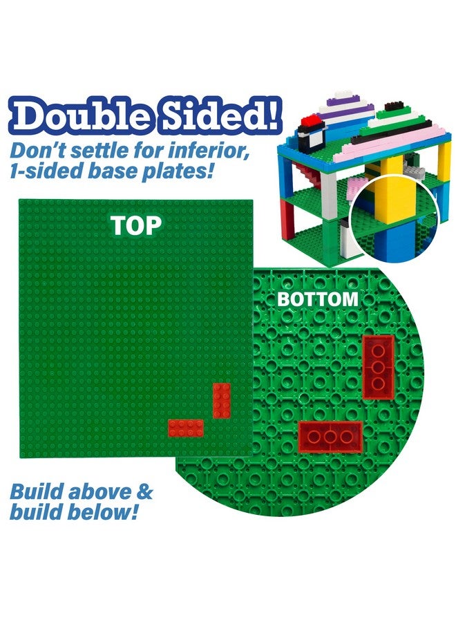 SCS Direct SCS Direct Brick Building Blocks Large Green 10"x10" Baseplates(4pcs) Connects on Both Sides - Compatible and Tight Fit with All Major Building Blocks Brands - Great for Activity Tables, Kids Gift  - Image 4