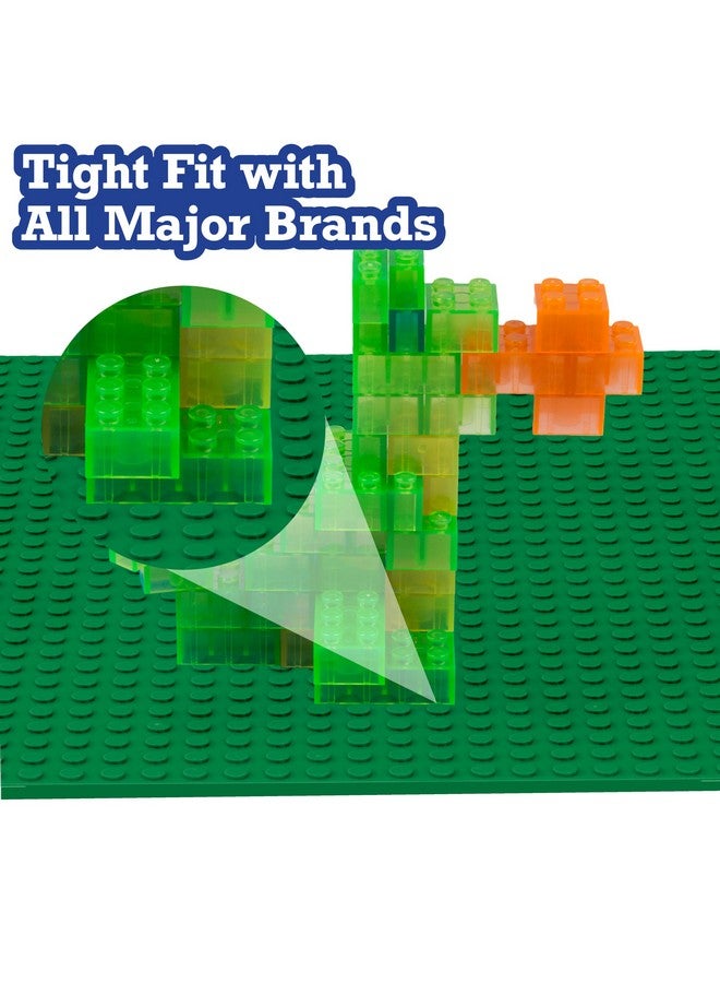 SCS Direct SCS Direct Brick Building Blocks Large Green 10"x10" Baseplates(4pcs) Connects on Both Sides - Compatible and Tight Fit with All Major Building Blocks Brands - Great for Activity Tables, Kids Gift  - Image 3