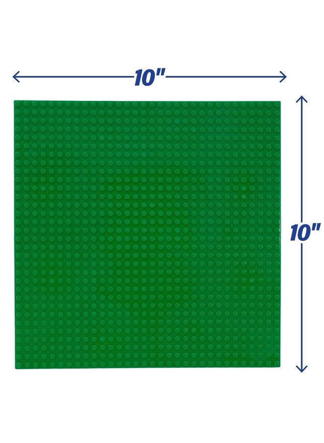 SCS Direct SCS Direct Brick Building Blocks Large Green 10"x10" Baseplates(4pcs) Connects on Both Sides - Compatible and Tight Fit with All Major Building Blocks Brands - Great for Activity Tables, Kids Gift  - Image 2