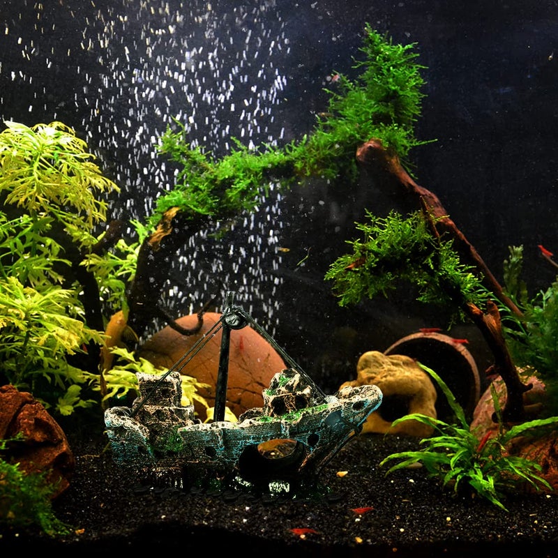 Raeasily Fish Tank Decoration Aquarium Accessories,Shipwreck Decor,Resin Material Sunken Ship Decorations for Fish Favors, Multi, 10 * 10 - Image 5