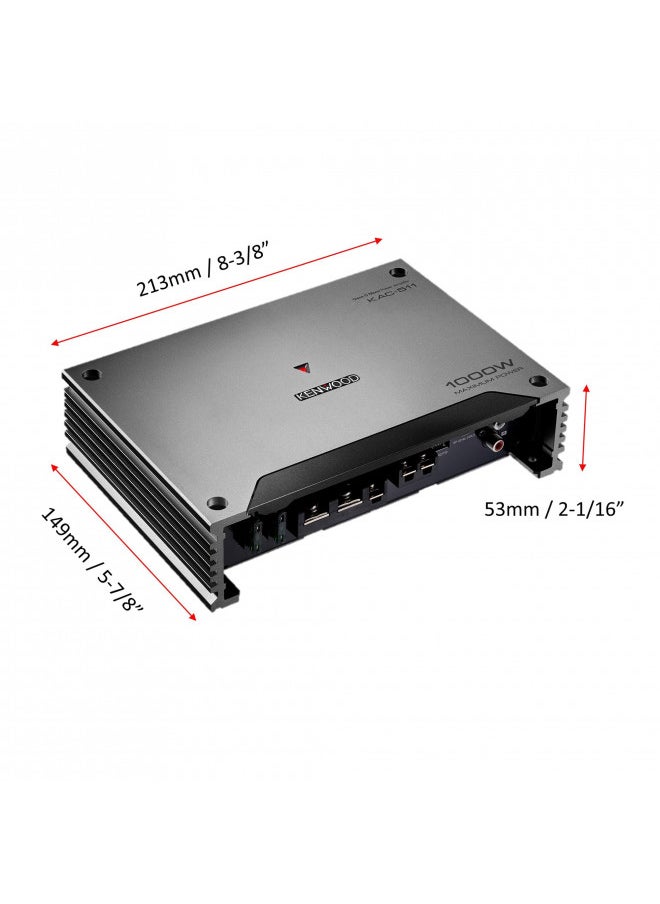 KENWOOD - Kenwood KAC-511 Class D Digital Mono Amplifier with Variable Low-Pass Crossover - Black - Image 1