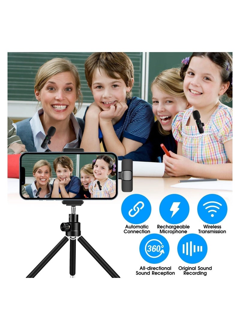 Generic - 2 Pack Wireless Lavalier Microphone for iPhone iPad, Lapel Mics Plug-Play 2.4G Ultra-Low Delay Built-in Noise Reduction Chip 8H Working Time for Video Recording Interview - Image 1