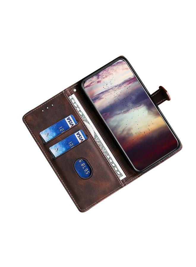 S-TOP Case For Samsung Galaxy A12 Stitching Skin Feel Magnetic Buckle Horizontal Flip PU Leather Case with Holder & Card Slots & Wallet - Image 3