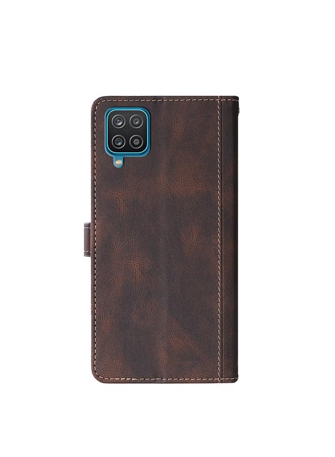 S-TOP Case For Samsung Galaxy A12 Stitching Skin Feel Magnetic Buckle Horizontal Flip PU Leather Case with Holder & Card Slots & Wallet - Image 2