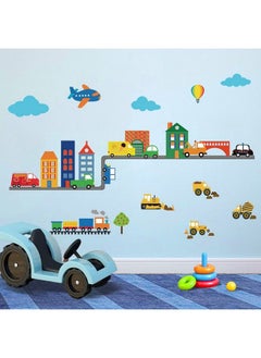 decalmile Construction Vehicles Wall Decals Cars Transportation Boys Wall Stickers Baby Nursery Childrens Bedroom Living Room Wall Decor  - Image 1