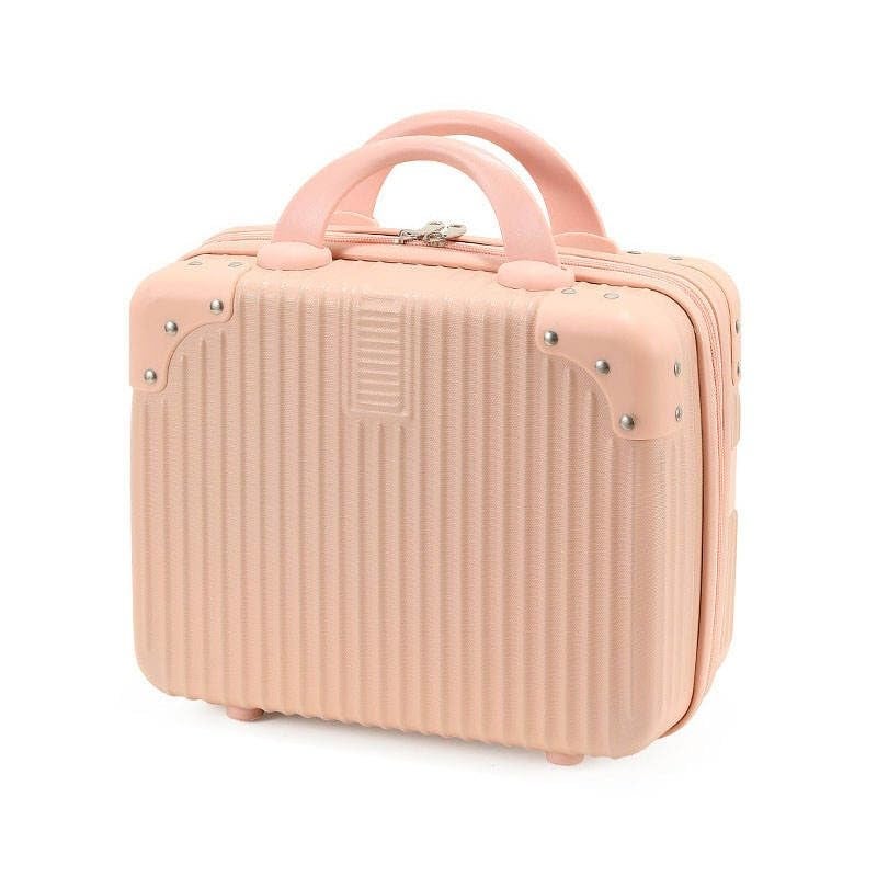 SUNBEET Portable Hard Shell Cosmetic Travel Case, Small Travel Hand Luggage with Elastic Band, Mini ABS Carrying Makeup Case Suitcase (B-Skin) - Image 1