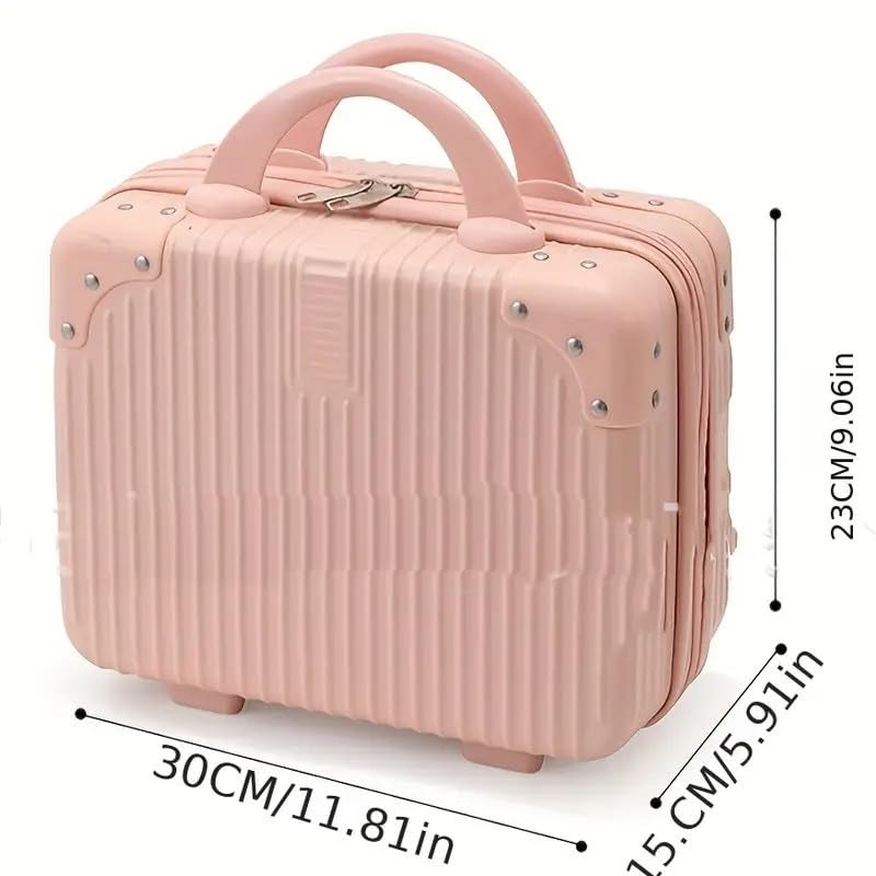 SUNBEET Portable Hard Shell Cosmetic Travel Case, Small Travel Hand Luggage with Elastic Band, Mini ABS Carrying Makeup Case Suitcase (B-Skin) - Image 4
