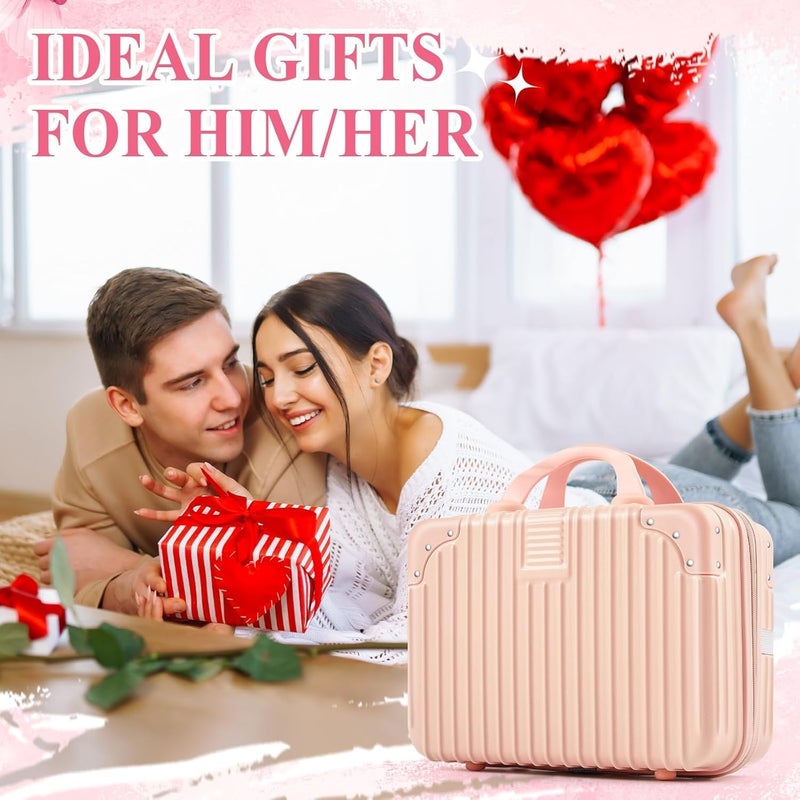 SUNBEET Portable Hard Shell Cosmetic Travel Case, Small Travel Hand Luggage with Elastic Band, Mini ABS Carrying Makeup Case Suitcase (B-Skin) - Image 2