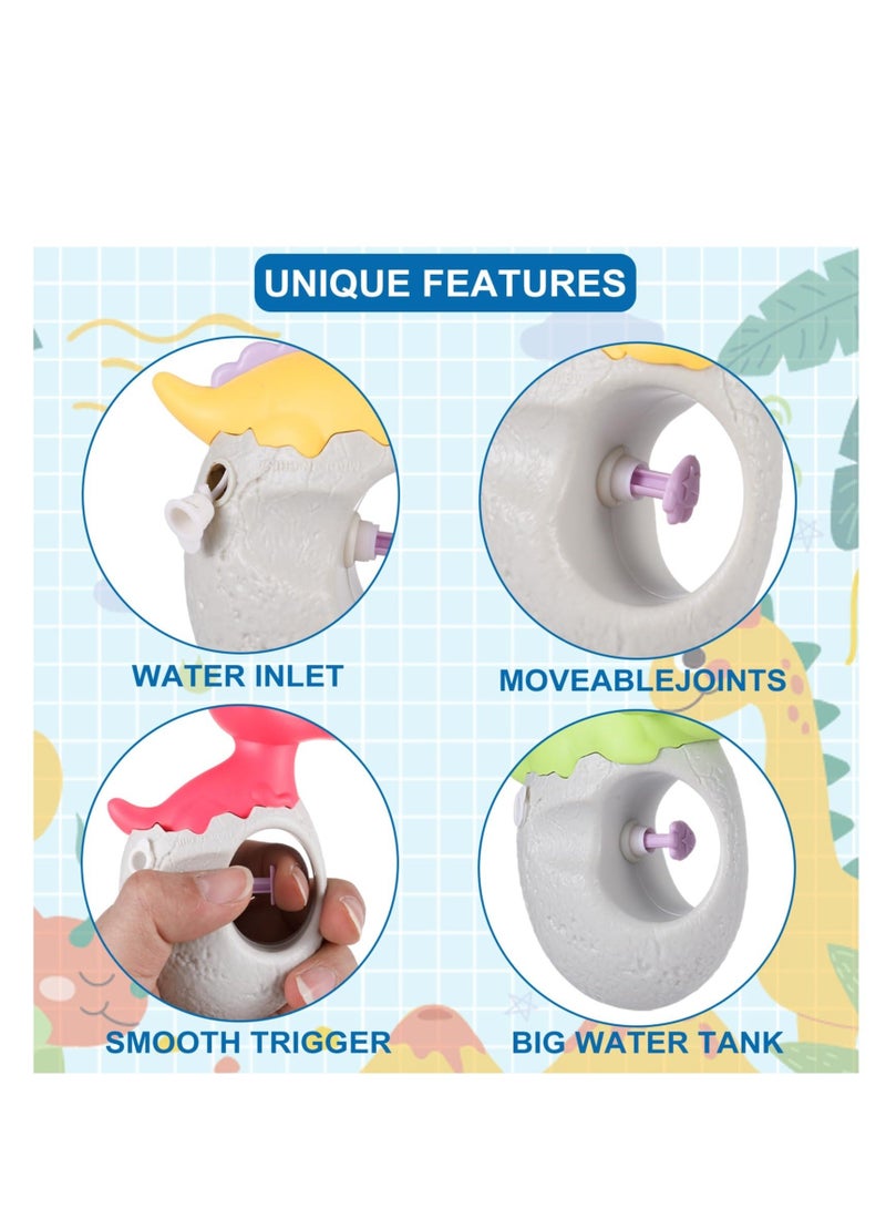 Captaintech 4 Pack Cute Cartoon Dinosaur Water Pistols, Summer Small Water Pistols Toys, Water Blaster Soaker Toys, Summer Pool Beach Outdoor Water Activity Fighting Play Toy - Image 4