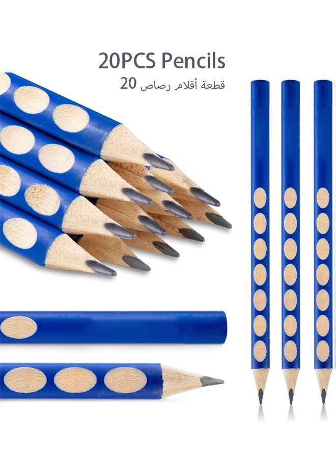 VUCATIN 20 Pcs Triangular Pencils for Kids Triangular Pole with Grip Correction HB Pencils Graphite Wood Pencils with Smooth Writing for School Office Painting Sketching Weddings - Image 1