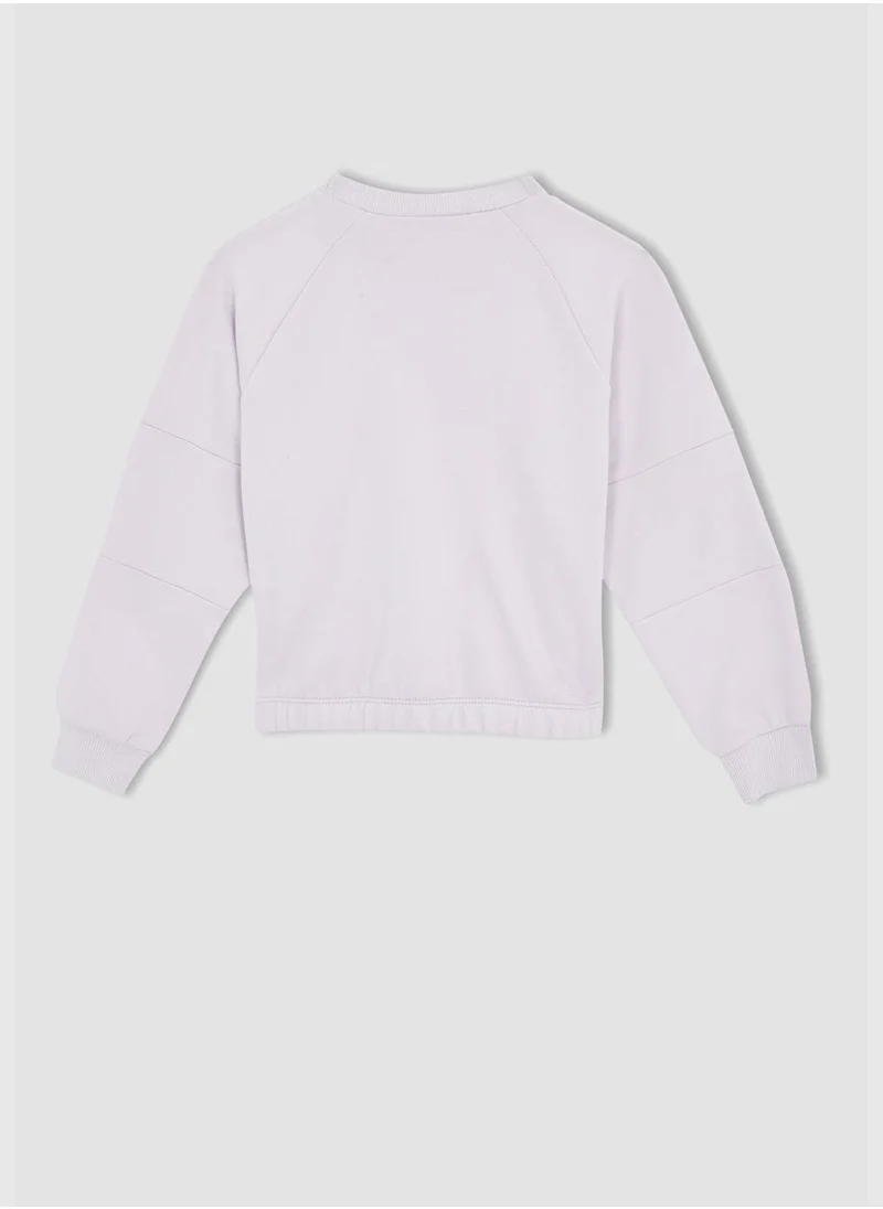 DeFacto Crew Neck Long Sleeve Crop Sweatshirt