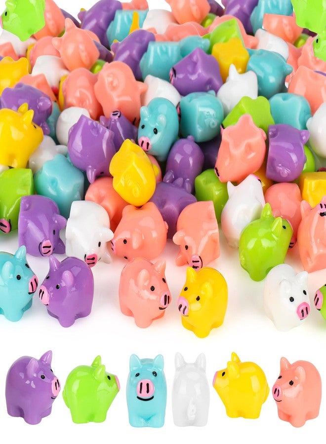 Fuyamp 120Pcs Colorful Mini Resin Pigs Tiny Pigs Miniature Ornament Pig Charms for Garden Landscape Aquarium Dollhouse Birthday Christmas Party Room Crafts Decor(6 Colors) - Image 1