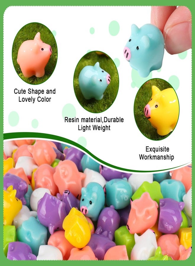 Fuyamp 120Pcs Colorful Mini Resin Pigs Tiny Pigs Miniature Ornament Pig Charms for Garden Landscape Aquarium Dollhouse Birthday Christmas Party Room Crafts Decor(6 Colors) - Image 3