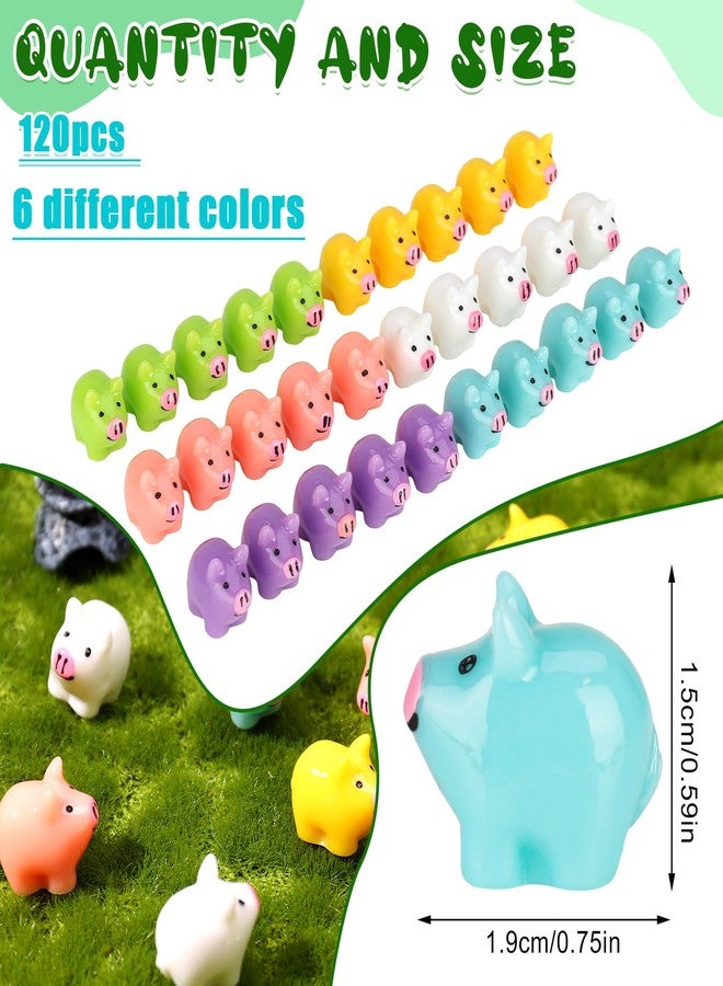 Fuyamp 120Pcs Colorful Mini Resin Pigs Tiny Pigs Miniature Ornament Pig Charms for Garden Landscape Aquarium Dollhouse Birthday Christmas Party Room Crafts Decor(6 Colors) - Image 2