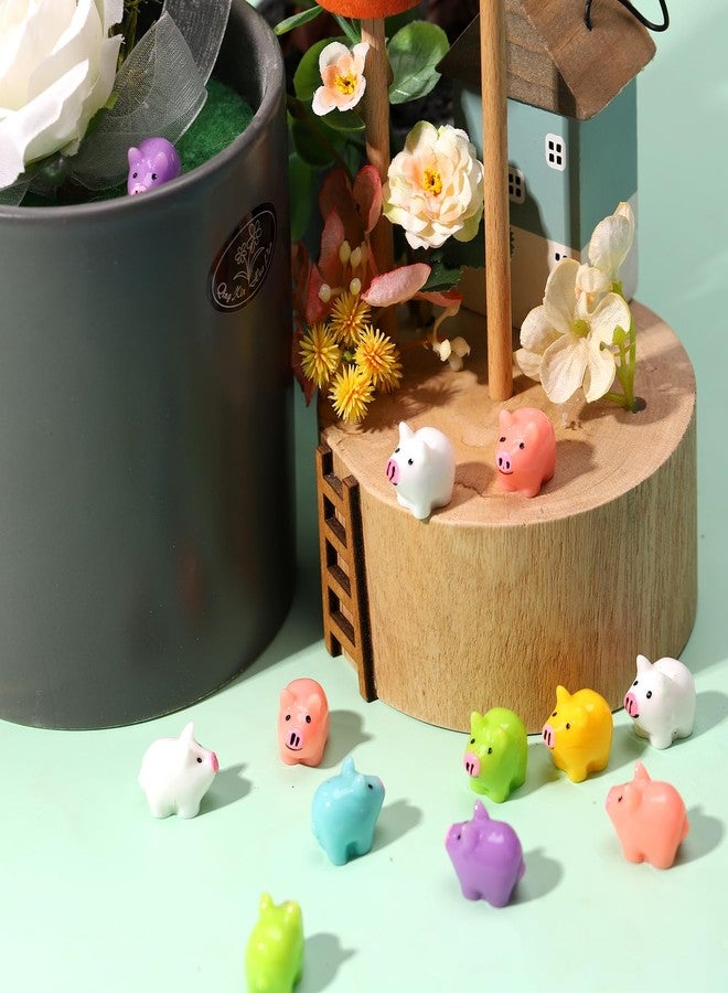Fuyamp 120Pcs Colorful Mini Resin Pigs Tiny Pigs Miniature Ornament Pig Charms for Garden Landscape Aquarium Dollhouse Birthday Christmas Party Room Crafts Decor(6 Colors) - Image 4