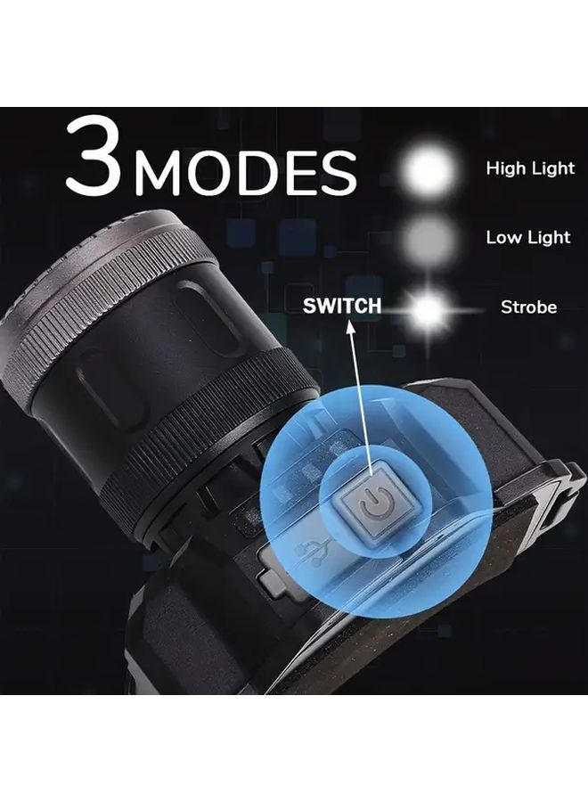 Zoomable Rechargeable LED Headlamp USB Hands Free Torch For Fishing Camping - Image 5