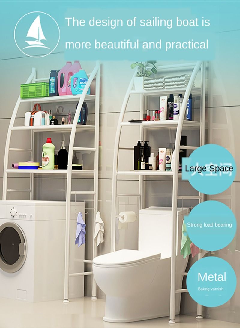 AGD 3-Tier Metal Shelf Over the Toilet Space Saving Bathroom Cabinet Bathroom Shelf White - Image 2