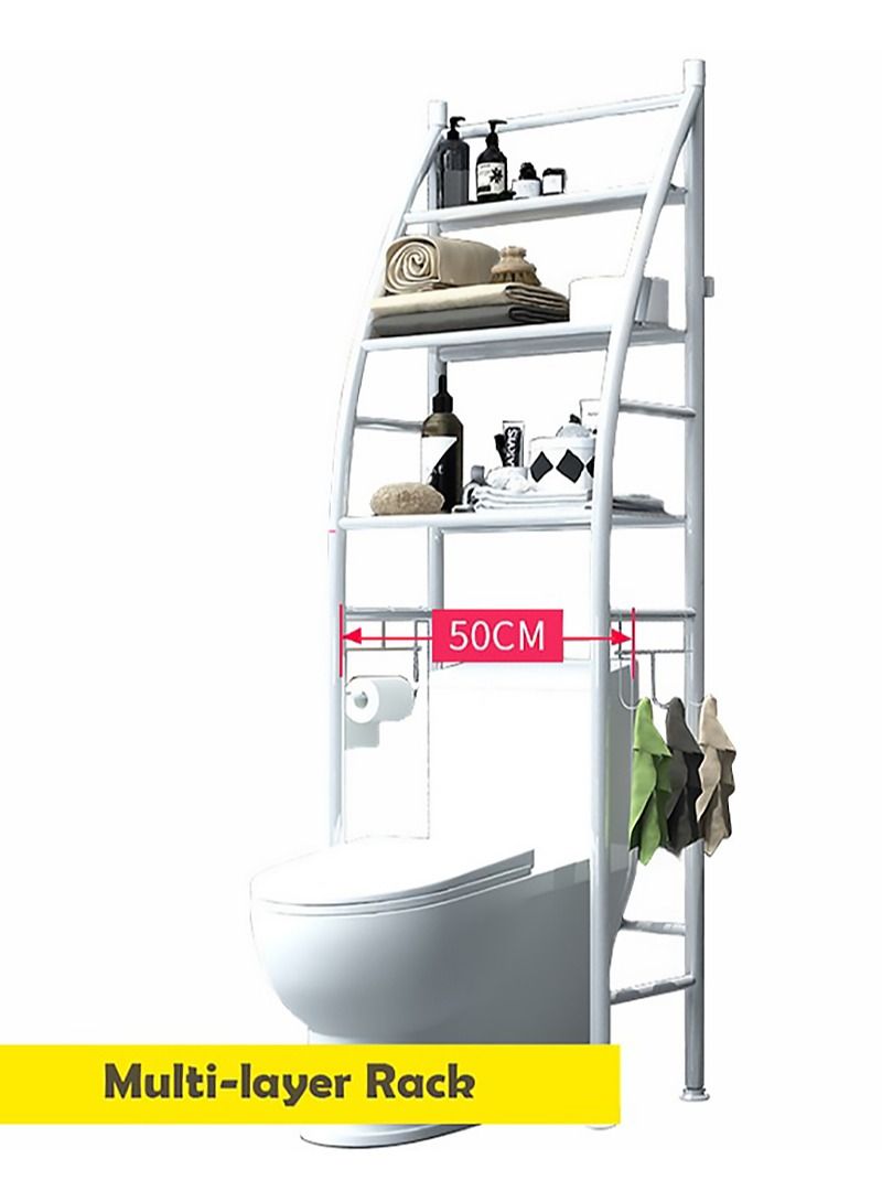 AGD 3-Tier Metal Shelf Over the Toilet Space Saving Bathroom Cabinet Bathroom Shelf White - Image 3