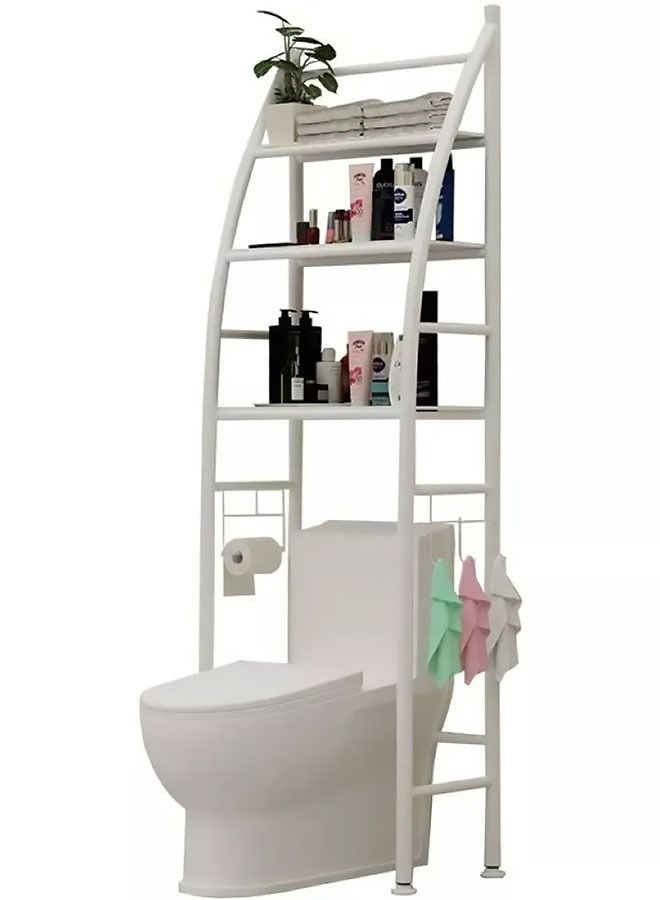 AGD 3-Tier Metal Shelf Over the Toilet Space Saving Bathroom Cabinet Bathroom Shelf White - Image 1