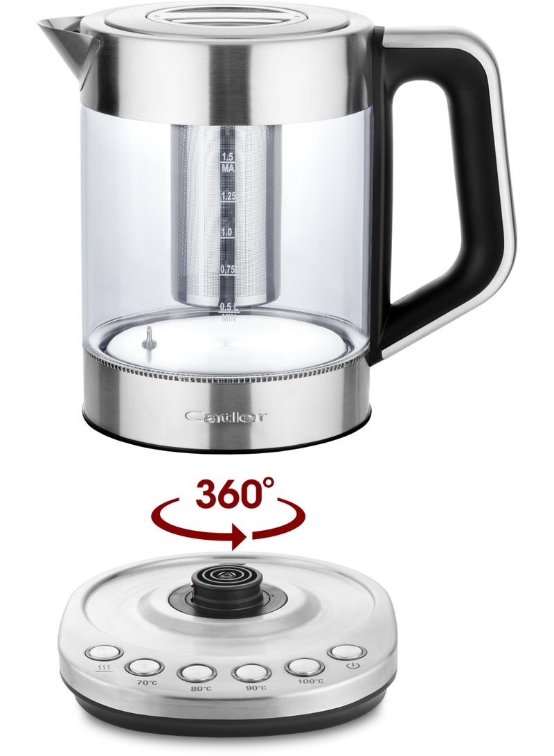 كاتلر Catler Electric Kettle 1.5L , KE 510 Variable Temperature– Glass Tea Kettle with 4 Temperature Settings (70–100°C), Stainless Steel Tea Strainer, Keep Warm Function, Auto Shut-Off - Image 2