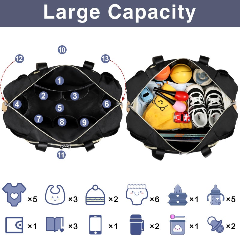 ITIEZY Diaper Bag Tote for Baby 7Pcs - Large Mommy Bag with Portable Changing Pad, Pacifier Case and Organizer Pouches, Multifunctional Hospital Bags for Labor and Delivery Travel Baby Bag for Boy Girl - Image 4