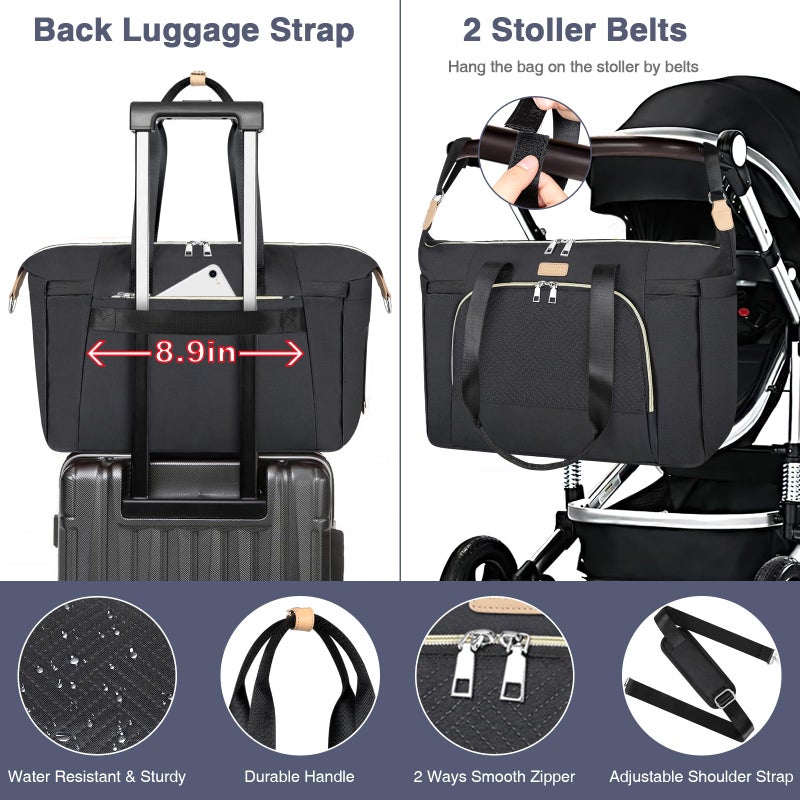 ITIEZY Diaper Bag Tote for Baby 7Pcs - Large Mommy Bag with Portable Changing Pad, Pacifier Case and Organizer Pouches, Multifunctional Hospital Bags for Labor and Delivery Travel Baby Bag for Boy Girl - Image 5