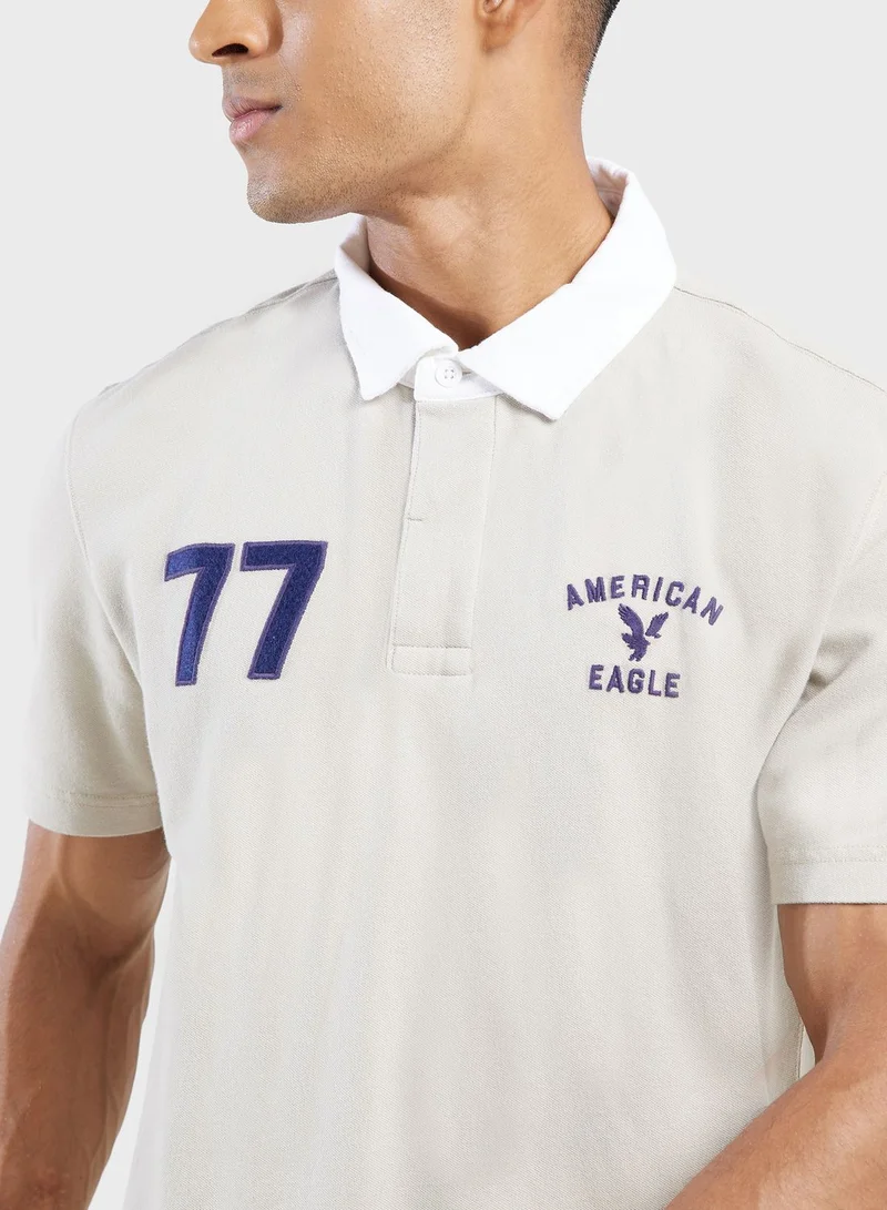 American Eagle Embroidered Logo Half Sleeve Polo Shirt