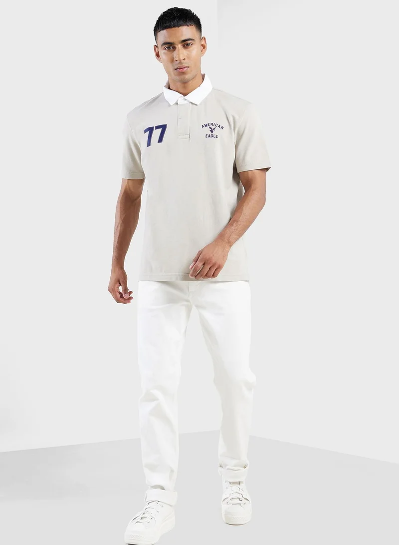 American Eagle Embroidered Logo Half Sleeve Polo Shirt