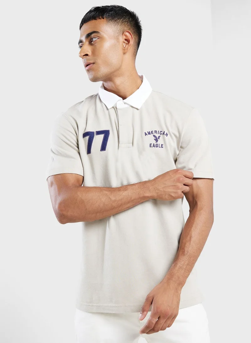 American Eagle Embroidered Logo Half Sleeve Polo Shirt