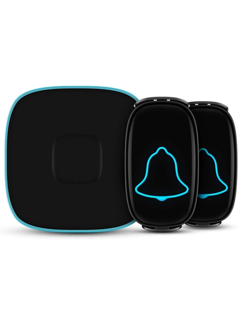 Bukela Wireless Doorbell Waterproof Door Bell with 38 Melodies and Led Flash 1000-Foot Range 4 Level Volume 2 Remote Buttons & 1 Receiver (Black) - Image 1