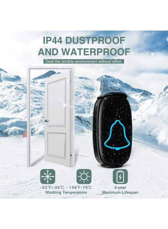 Bukela Wireless Doorbell Waterproof Door Bell with 38 Melodies and Led Flash 1000-Foot Range 4 Level Volume 2 Remote Buttons & 1 Receiver (Black) - Image 4