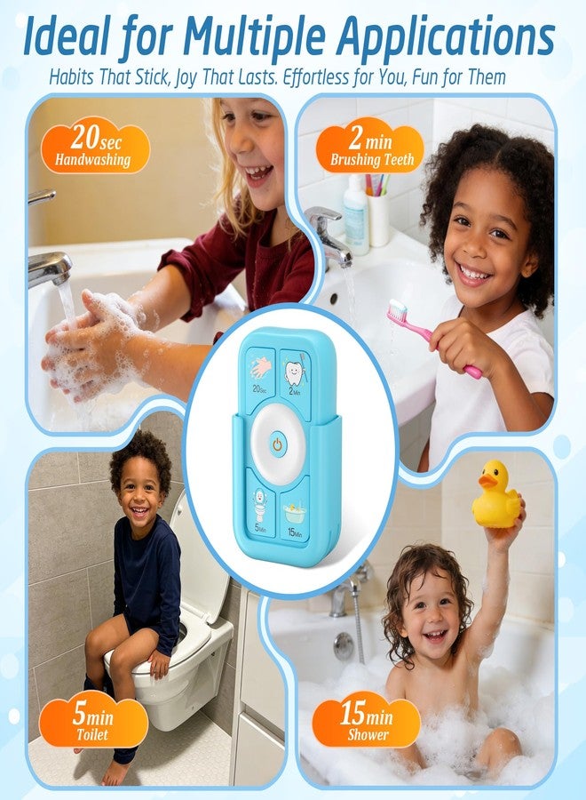 Sunnyload Timer for Kids Brushing: 2 Minutes Teeth Brush 20 Seconds Hand Washing 5 Min Toilet 15 Min Shower, Time Management Tool for Children - Blue Gifts for Kids - Image 2