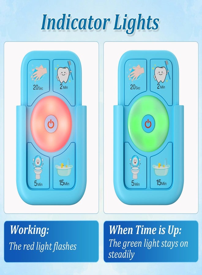 Sunnyload Timer for Kids Brushing: 2 Minutes Teeth Brush 20 Seconds Hand Washing 5 Min Toilet 15 Min Shower, Time Management Tool for Children - Blue Gifts for Kids - Image 4