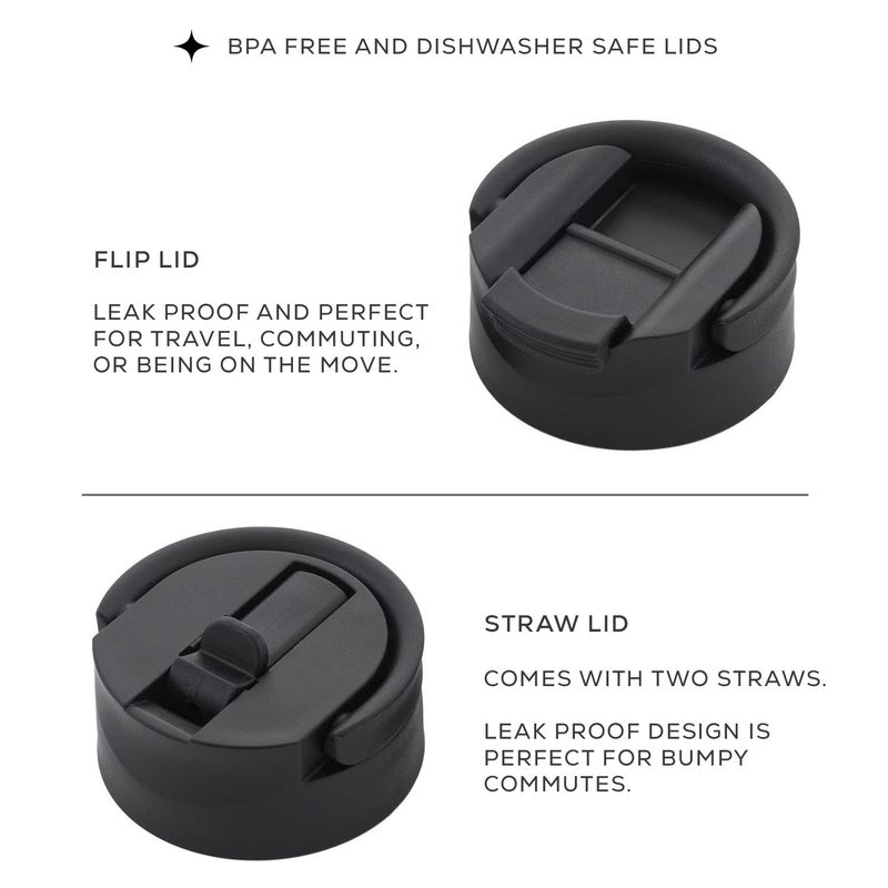 JoyJolt JoyJolt Triple Insulated Water Bottle with Straw Lid AND Flip Lid! 22oz Water Bottle, 12 Hour Hot/Cold Vacuum Insulated Stainless Steel Water Bottle. BPA-Free Leakproof Water Bottles - Thermos Bottle  - Image 3