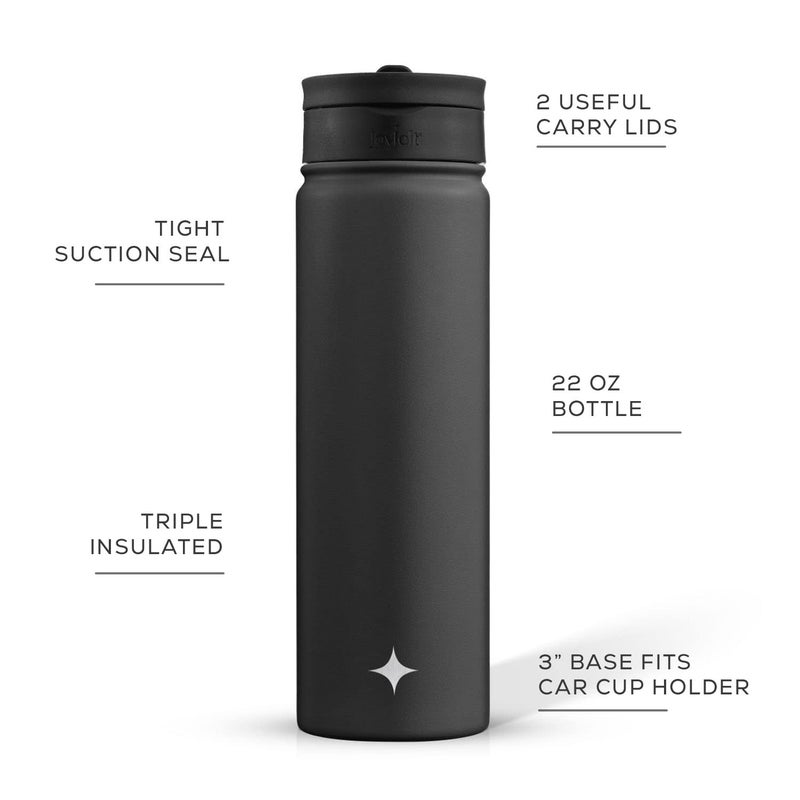 JoyJolt JoyJolt Triple Insulated Water Bottle with Straw Lid AND Flip Lid! 22oz Water Bottle, 12 Hour Hot/Cold Vacuum Insulated Stainless Steel Water Bottle. BPA-Free Leakproof Water Bottles - Thermos Bottle  - Image 2