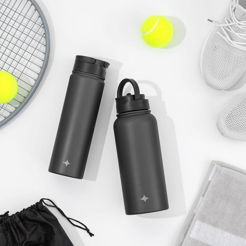 JoyJolt JoyJolt Triple Insulated Water Bottle with Straw Lid AND Flip Lid! 22oz Water Bottle, 12 Hour Hot/Cold Vacuum Insulated Stainless Steel Water Bottle. BPA-Free Leakproof Water Bottles - Thermos Bottle  - Image 4