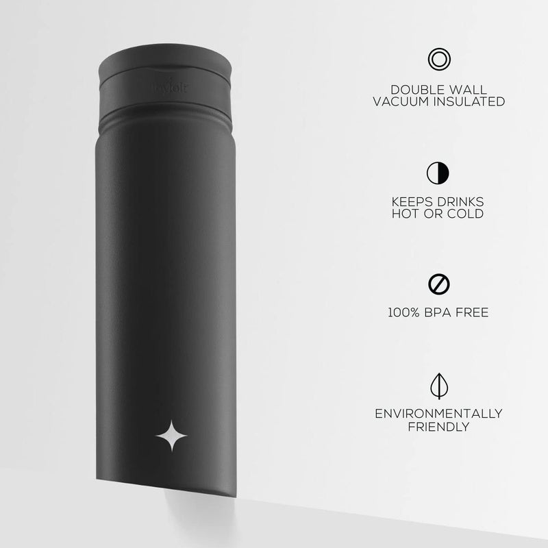 JoyJolt JoyJolt Triple Insulated Water Bottle with Straw Lid AND Flip Lid! 22oz Water Bottle, 12 Hour Hot/Cold Vacuum Insulated Stainless Steel Water Bottle. BPA-Free Leakproof Water Bottles - Thermos Bottle  - Image 5