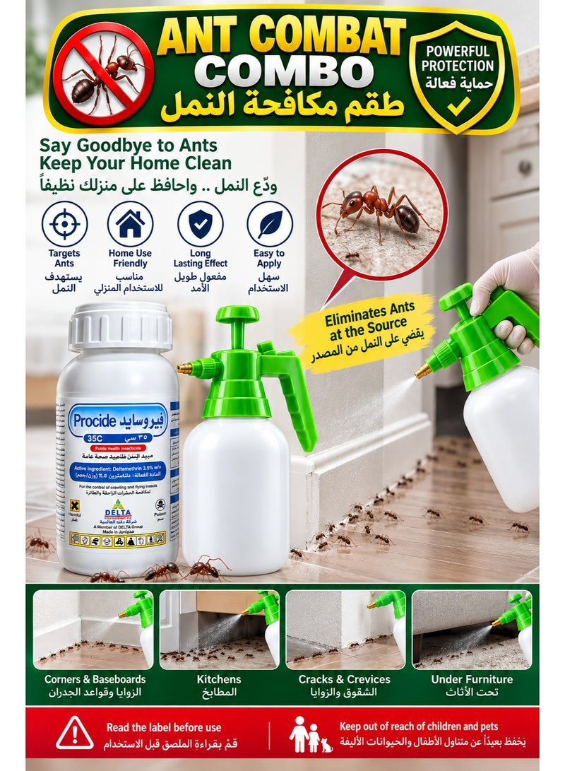 Delta Fibrocide 35C Ant & Crawling Insect Control Combo with Hand Pressure Sprayer – Pest Control Treatment Kit for Home, Kitchen, Cracks & Crevices - Image 2