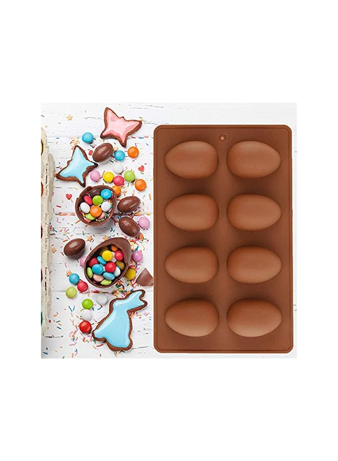 S-TOP Egg Shaped Silicone Baking Mold, Non Stick Egg Chocolate Candy Molds, Silicone Egg Mold for Day DIY Candy Chocolate Jelly Fondant Making Soap Making (1 PCS, Chocolate Color) - Image 2