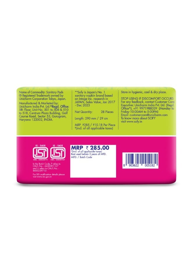 Sofy Sofy Anti-Bacteria Sanitary Pads (XL Size - 290 mm) 28 Pads - 6 layer deep absorption & Herbal Shield for Bacterial Protection, Soft on skin with comfy dry top sheet (Pack of 1) - Image 4