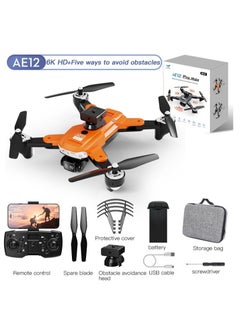 AS SEEN ON TV AE12 Pro Max Aerial Drone, 6K HD Lightweight Camera Drone With Obstacle Avoidance, Dual Camera RC Foldable Quadcopter, Durable Intelligent Photography Drone For Beginners, (1pc, Orange)  - Image 1