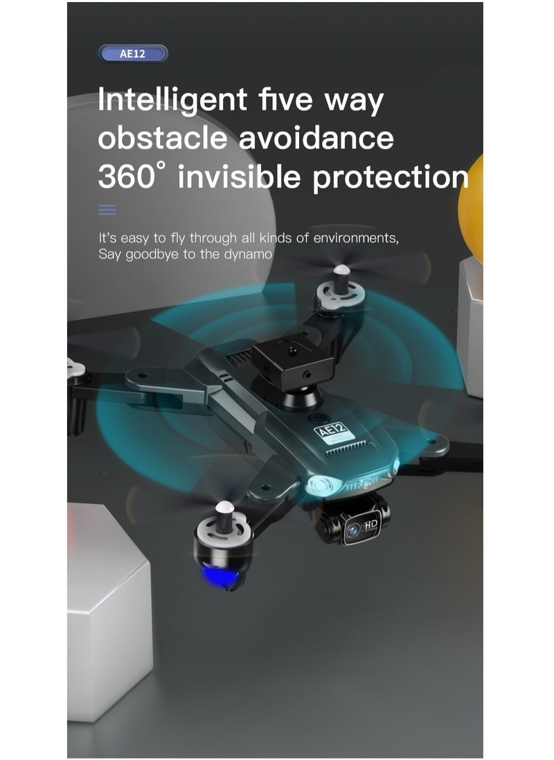 AS SEEN ON TV - AE12 Pro Max Aerial Drone, 6K HD Lightweight Camera Drone With Obstacle Avoidance, Dual Camera RC Foldable Quadcopter, Durable Intelligent Photography Drone For Beginners, (1pc, Orange) - Image 1