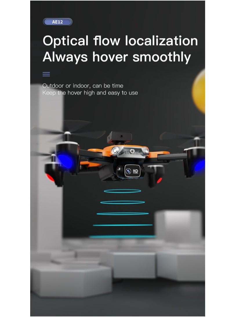 AS SEEN ON TV - AE12 Pro Max Aerial Drone, 6K HD Lightweight Camera Drone With Obstacle Avoidance, Dual Camera RC Foldable Quadcopter, Durable Intelligent Photography Drone For Beginners, (1pc, Orange) - Image 1